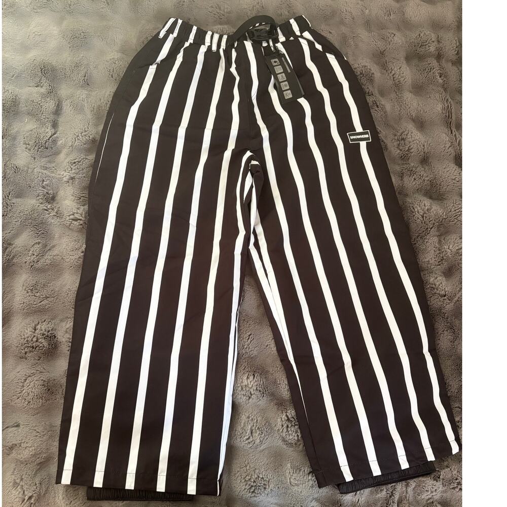 Snowverb Striped Snow Pants Black White Size M NWT